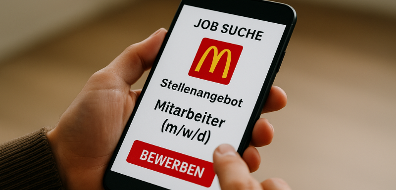 Simulative Benutzeroberfläche der McDonald's Karriereplattform.